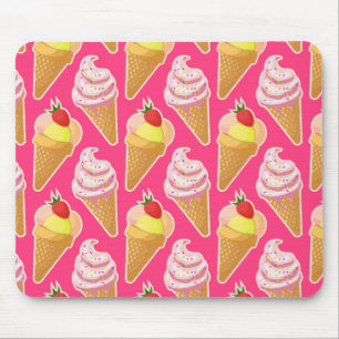 Kawaii-rosa Muster mit Erdbeereis Mousepad