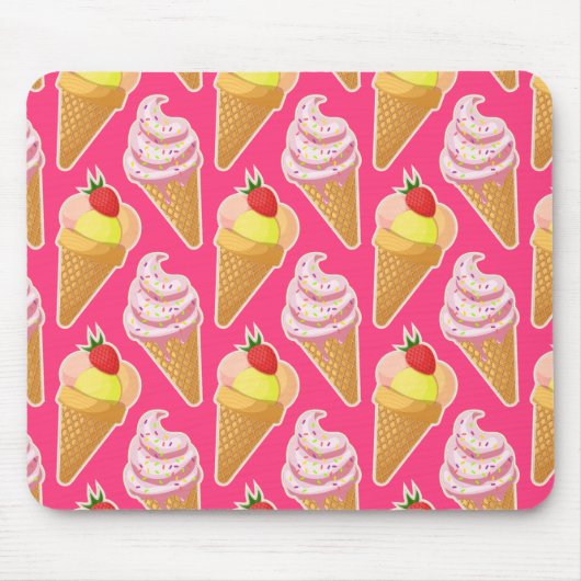 Kawaii-rosa Muster mit Erdbeereis Mousepad (Vorne)