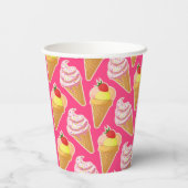 Kawaii-rosa Muster mit Erdbeereis Pappbecher (Rückseite)