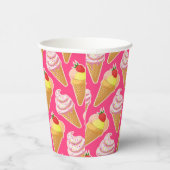 Kawaii-rosa Muster mit Erdbeereis Pappbecher (Rechts)