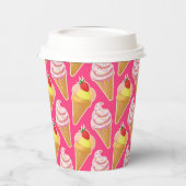 Kawaii-rosa Muster mit Erdbeereis Pappbecher (Links)