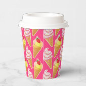 Kawaii-rosa Muster mit Erdbeereis Pappbecher (Rechts)