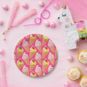 Kawaii-rosa Muster mit Erdbeereis Pappteller (Party)