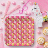 Kawaii-rosa Muster mit Erdbeereis Pappteller (Party)