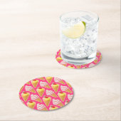 Kawaii-rosa Muster mit Erdbeereis Runder Pappuntersetzer (Vor Ort)