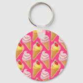 Kawaii-rosa Muster mit Erdbeereis Schlüsselanhänger (Rückseite)