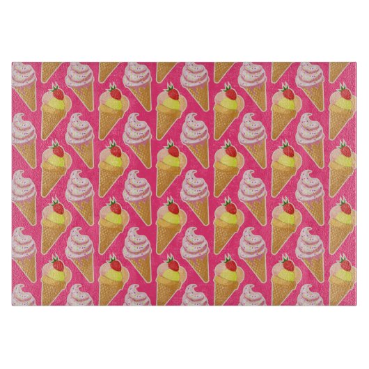 Kawaii-rosa Muster mit Erdbeereis Schneidebrett (Vorderseite)