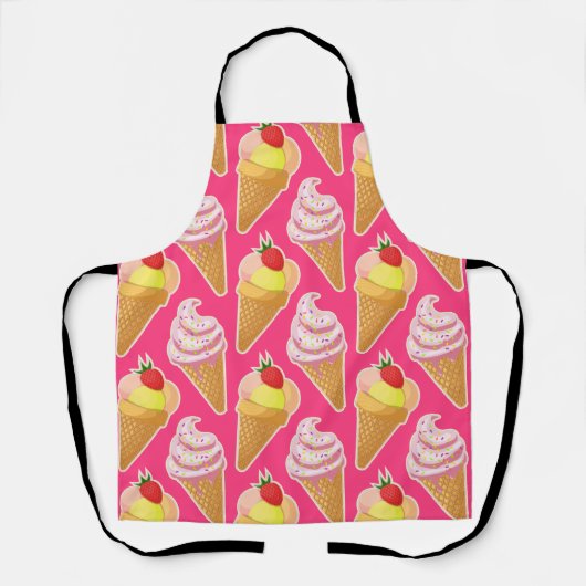 Kawaii-rosa Muster mit Erdbeereis Schürze (Vorderseite)
