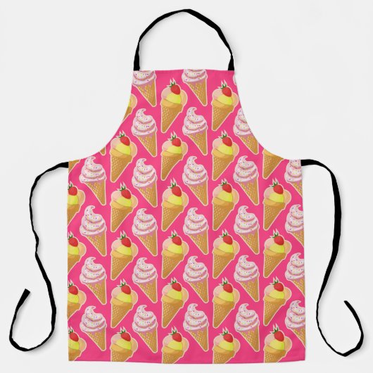 Kawaii-rosa Muster mit Erdbeereis Schürze (Vorderseite)
