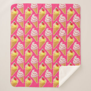 Kawaii-rosa Muster mit Erdbeereis Sherpadecke