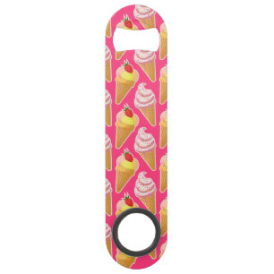 Kawaii-rosa Muster mit Erdbeereis Speed Flaschenöffner