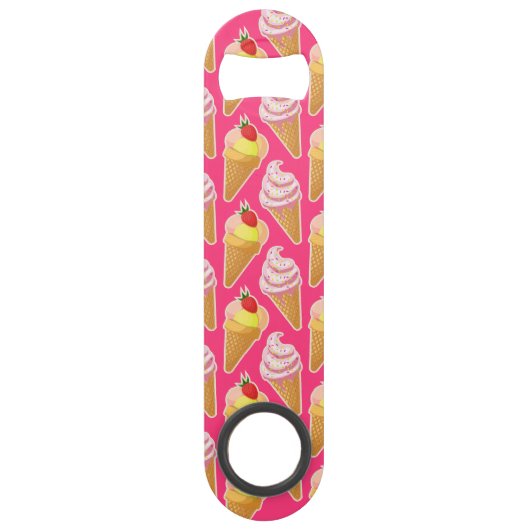 Kawaii-rosa Muster mit Erdbeereis Speed Flaschenöffner (Vorderseite)