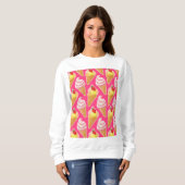 Kawaii-rosa Muster mit Erdbeereis Sweatshirt (Vorne ganz)