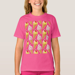 Kawaii-rosa Muster mit Erdbeereis T-Shirt