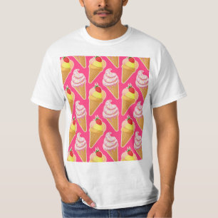 Kawaii-rosa Muster mit Erdbeereis T-Shirt