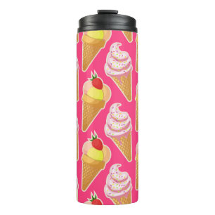 Kawaii-rosa Muster mit Erdbeereis Thermosbecher