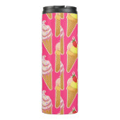 Kawaii-rosa Muster mit Erdbeereis Thermosbecher (Rückseite)