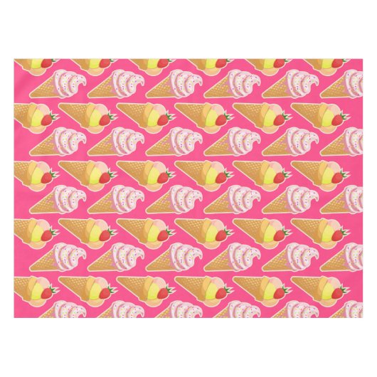 Kawaii-rosa Muster mit Erdbeereis Tischdecke (Vorderseite (Horizontal))