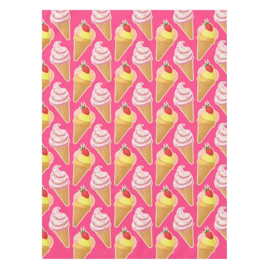 Kawaii-rosa Muster mit Erdbeereis Tischdecke (Vorderseite)