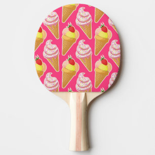 Kawaii-rosa Muster mit Erdbeereis Tischtennis Schläger