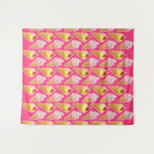 Kawaii-rosa Muster mit Erdbeereis Wandteppich (Vorderseite (Horizontal))