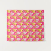 Kawaii-rosa Muster mit Erdbeereis Wandteppich (Vorderseite (Horizontal))