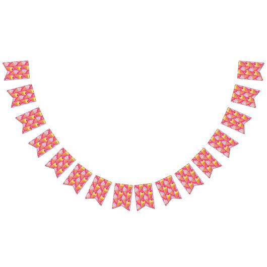 Kawaii-rosa Muster mit Erdbeereis Wimpelkette (Alle)