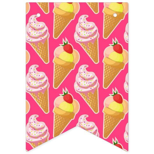 Kawaii-rosa Muster mit Erdbeereis Wimpelkette (Erste Fahne)