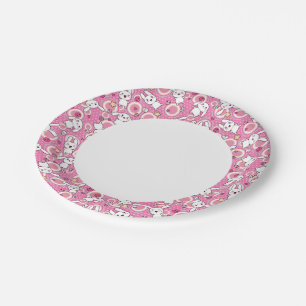 kawaii-rosa Muster Pappteller
