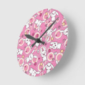 Kawaii-Rosa-Muster Runde Wanduhr (Winkel)