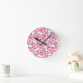 Kawaii-Rosa-Muster Runde Wanduhr (Zuhause)