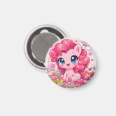 Kawaii Rosa Pony Chibi Kunst Magnet (Vorderseite/Rückseite)