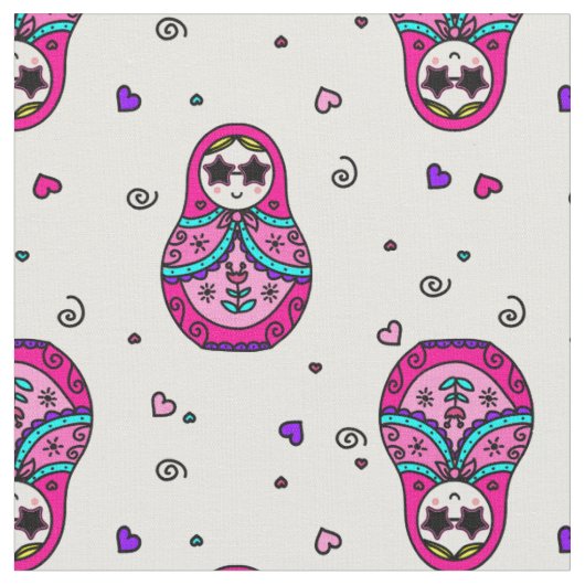 Kawaii Rosa Russische Puppe Stoff (Nahaufnahme)