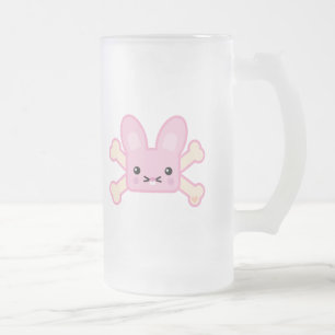 kawaii rosa Totenkopfbunny Mattglas Bierglas