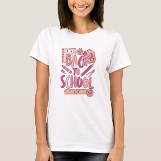 Kawaii Rosa Zurück zur Schule Süße Materialien Stu T-Shirt