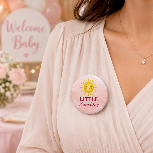 Kawaii Rosafarbenes Kleines Sonnenschein Button