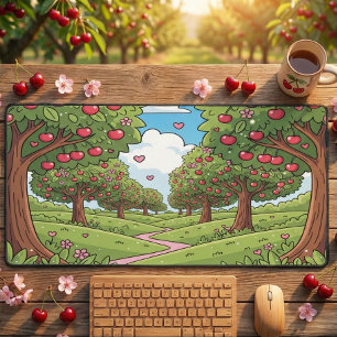 Kawaii Rote Kirsch-Schwingungen Süße Mädchen-Ästhe Schreibtischunterlage