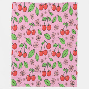 Kawaii Rote Kirsch-Vibes Süße Mädchen-Ästhetik Fleecedecke