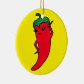 Kawaii rote scharfe Paprika-Diva Keramik Ornament (Rechts)