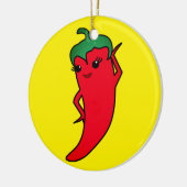 Kawaii rote scharfe Paprika-Diva Keramik Ornament (Links)