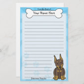 Kawaii rotes Dobermannpinscher-Briefpapier Briefpapier (Vorne/Hinten)