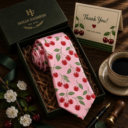 Kawaii-Rotes-Süßkirschen-Muster Krawatte