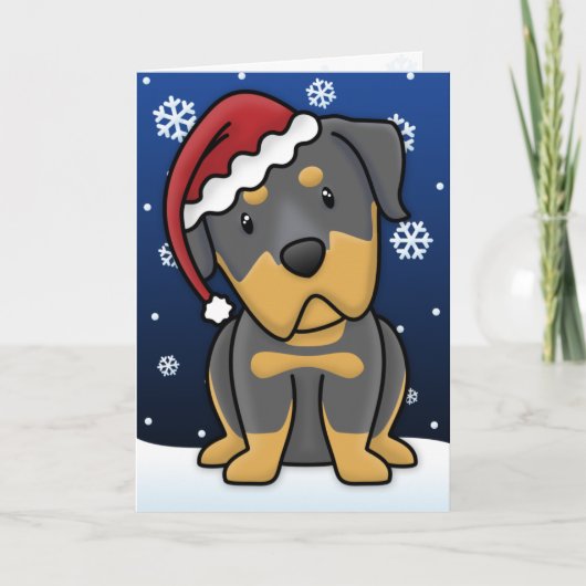 Kawaii Rottweiler Weihnachtskarte Feiertagskarte (Vorderseite)