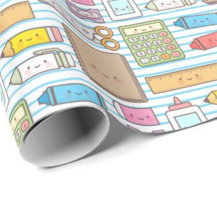 Kawaii-Rückkehr-zur-Schule-Accessoires-Muster für Geschenkpapier