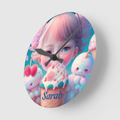 Kawaii-Runde Runde Wanduhr (Winkel)