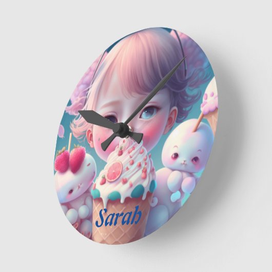 Kawaii-Runde Runde Wanduhr (Winkel)