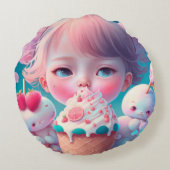 Kawaii Rundes Kissen (Rückseite)