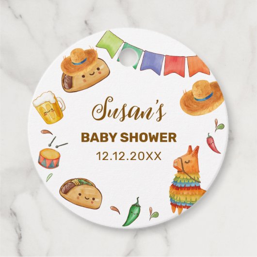 Kawaii Rustic Fiesta Taco Bout Eine Babydusche Geschenkanhänger (Vorderseite)