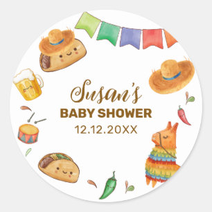 Kawaii Rustic Fiesta Taco Bout Eine Babydusche Runder Aufkleber