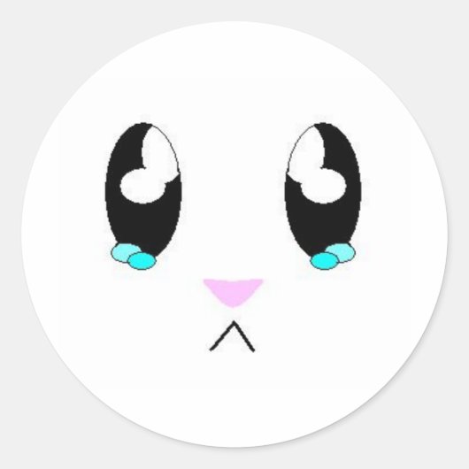 Kawaii Sad Bunny Face Runder Aufkleber (Vorderseite)